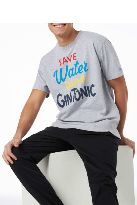 أدوات منزلية MC2 Saint Barth Man Heavy Cotton T-shirt With Gin Tonic Print