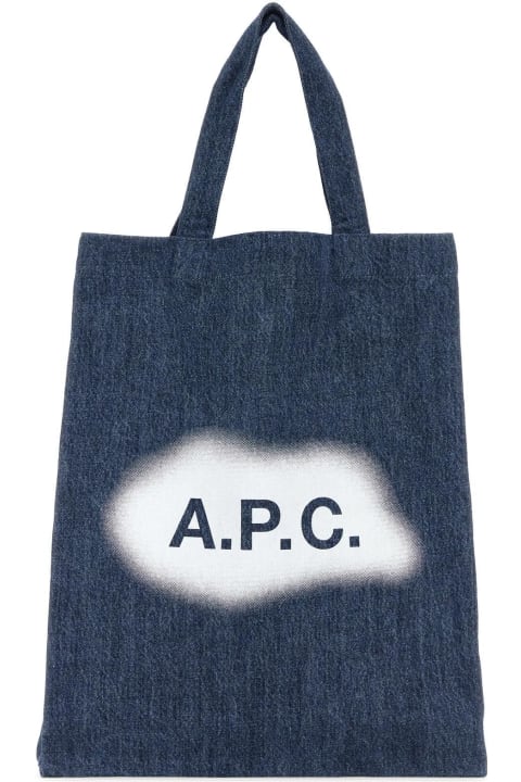 A.P.C. Totes for Men A.P.C. Blue Denim Lou Shopping Bag