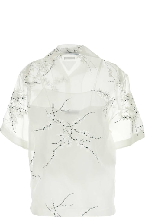 Topwear for Women Prada White Silk Blend See-through Shirt