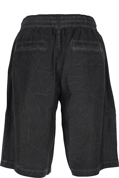 Diesel Pants for Men Diesel 'leon' Black Bermuda Pants With Elastic Waist And Two Rear Welt Pockets In Tech Fabric Man