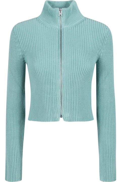 Sweaters Sale for Women MM6 Maison Margiela Raw-cut Zipped Cropped Cardigan