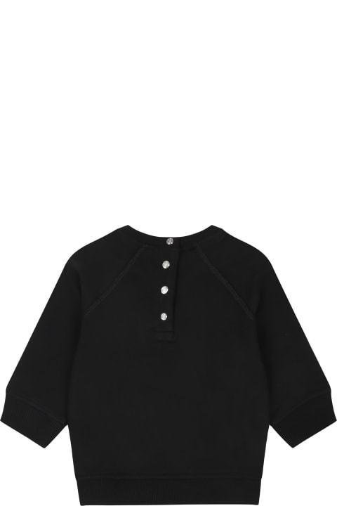 Topwear for Baby Girls Balmain Black Sweatshirt For Babykids With Logo