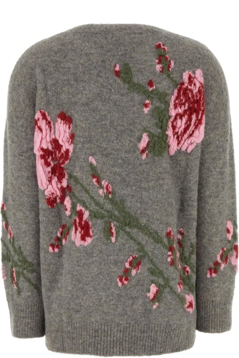 Blumarine for Women Blumarine Grey Stretch Alpaca Blend Sweater