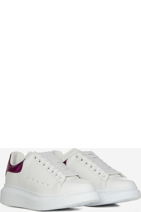 Fashion for Men Alexander McQueen White Sneakers With Platform And Metallic Fuchsia Heel Tab In Leather Woman Alexander Mcqueen