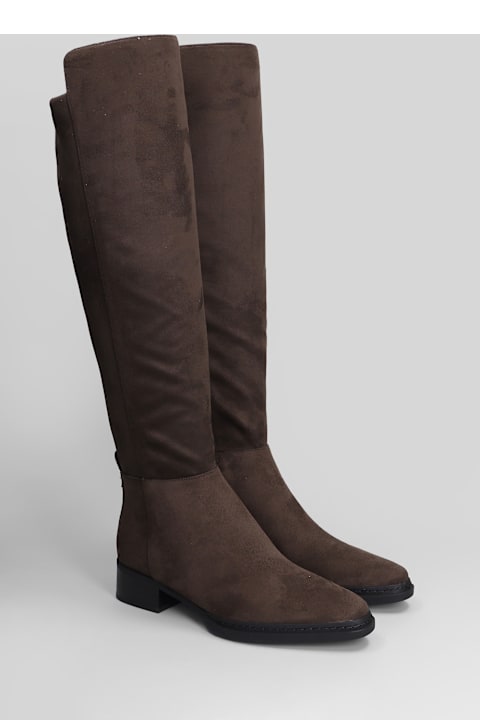 Michael Kors Lex Boot Low Heels Boots In Brown Suede