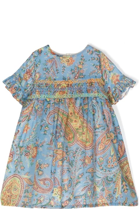 Fashion for Baby Girls Etro Light Blue Dress With Paisley Print