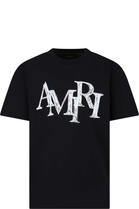 ボーイズ AMIRIのTシャツ＆ポロシャツ AMIRI Black T-shirt For Kids With Logo