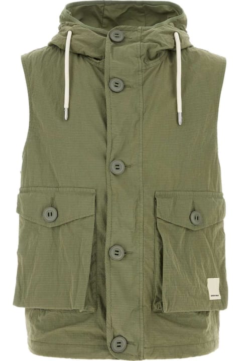 Emporio Armani Coats & Jackets for Men Emporio Armani Green Cotton Blend Vest
