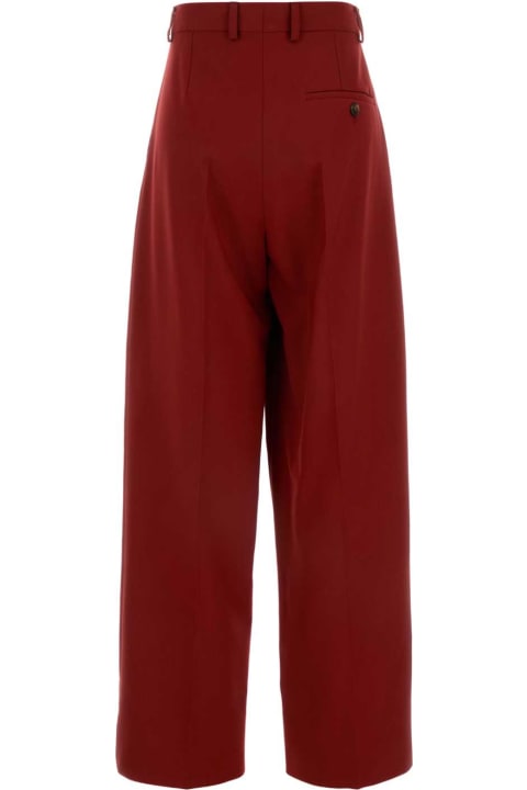 Stella McCartney Pants & Shorts for Women Stella McCartney Tiziano Red Wool Ruby Wide-leg Pant