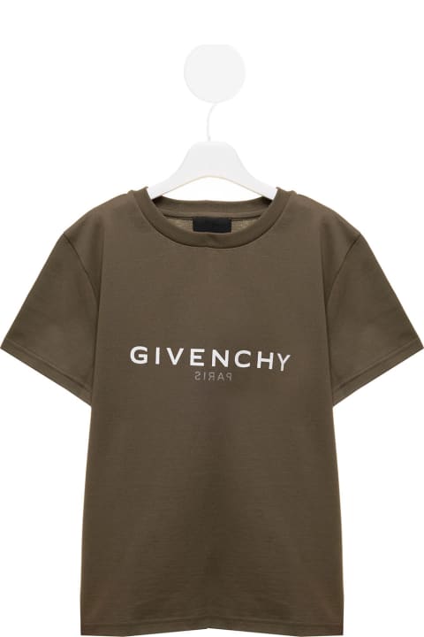 Logo Printed Green Cotton T-shirt Boy Givenchy Kids