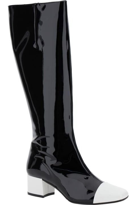 Homeware Carel 'malaga' Black Boots With Contrasting Toe In Patent Leather Woman
