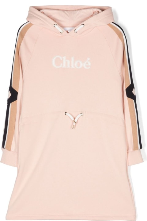 Dresses for Girls Chloé Chloe Abito Rosa In Felpa Di Cotone Con Cappuccio Bambina
