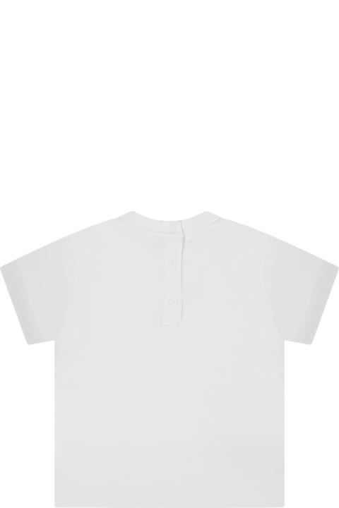 Balmain Clothing for Baby Girls Balmain White T-shirt For Babies With Gold Logo