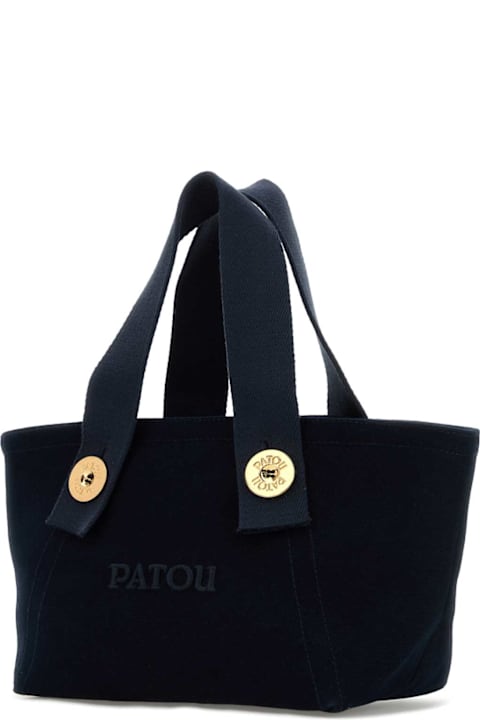 Patou Women Patou Navy Blue Canvas Trapeze Handbag