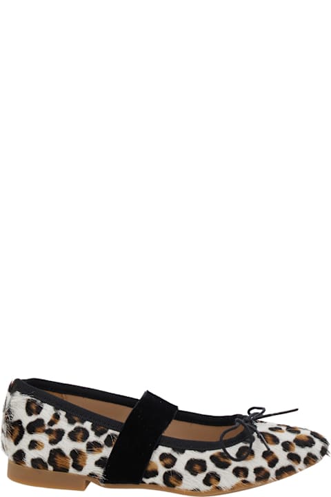 Homeware Pom d'Api Multicolor Ballet Shoes With Adjustable Strap Closure And All-over Leopard Motif In Fabric Girl
