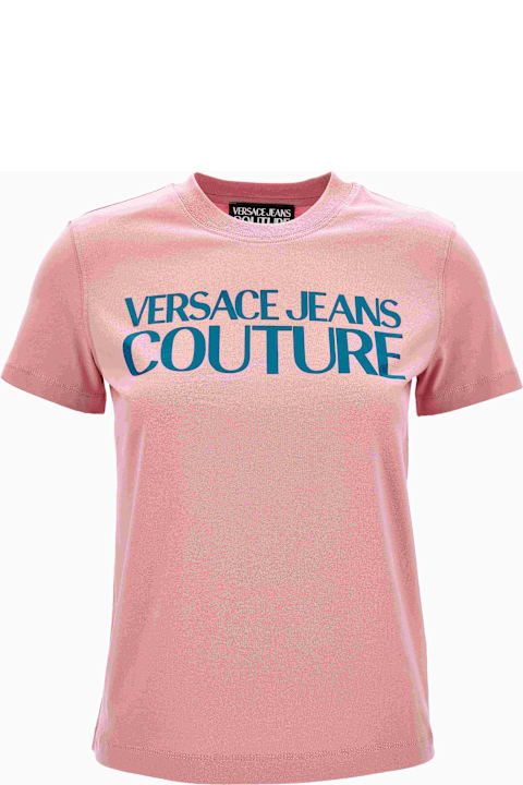 Homeware Versace Versace Jeans Couture Pink T-shirt With Printed Logo