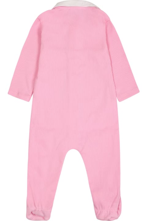 Moschino for Kids Moschino Pink Babygrow For Baby Girl With Teddy Bear And Logo