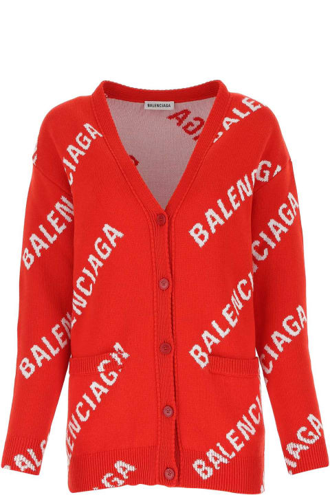 Sale for Women Balenciaga Embroidered Stretch Cotton Blend Oversize Cardigan