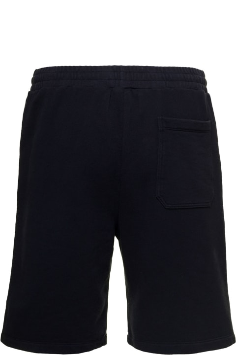 Homeware Golden Goose Black Shorts With Contrasting Monogram Print In Cotton Man