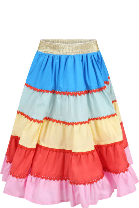 Multicolor Skirt For Girl With Red Details