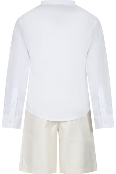 Emporio Armani Suits for Boys Emporio Armani Elegant Ivory Suit For Boy With Logo