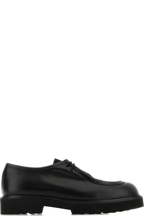 Max Mara Black Leather Track Lace-up Shoes
