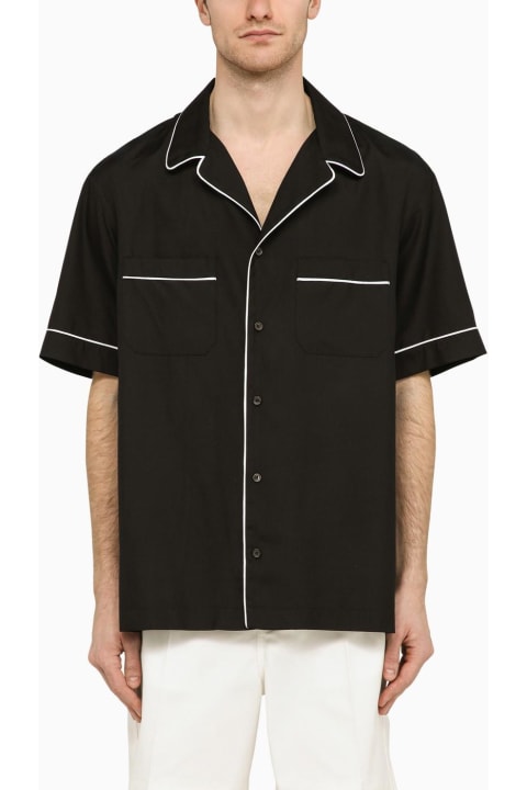Valentino Shirts for Men Valentino Black Silk Bowling Shirt