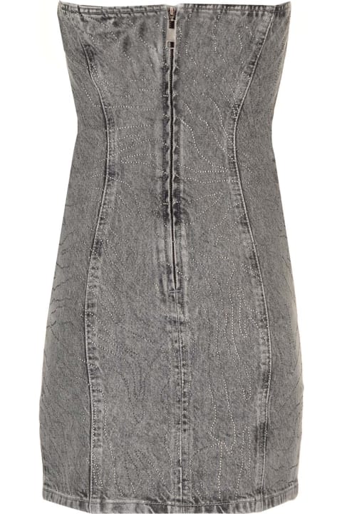 Rotate by Birger Christensen Dresses for Women Rotate by Birger Christensen Denim Grey Mini Dress With Rhinestones