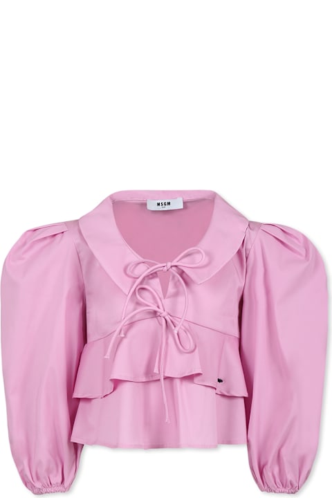 Homeware MSGM Pink Shirt For Girl With Logo
