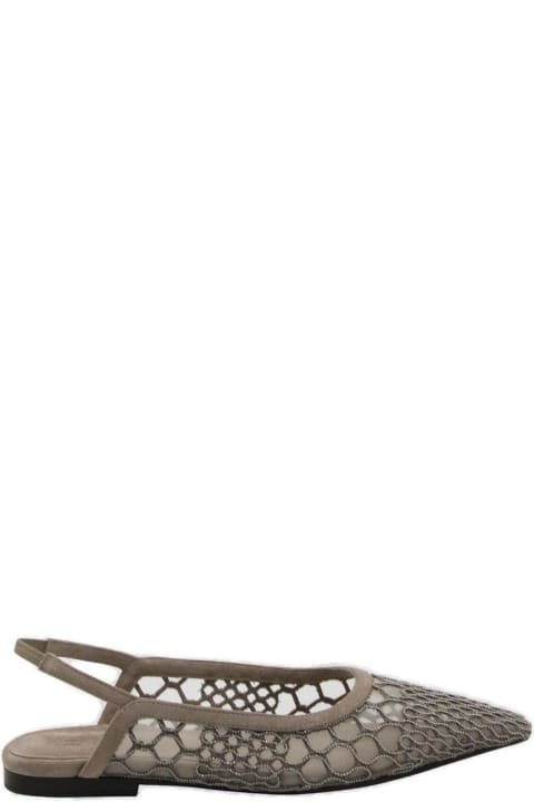 Brunello Cucinelli Flat Shoes for Women Brunello Cucinelli Pointed-toe Slingback Ballerina Shoes