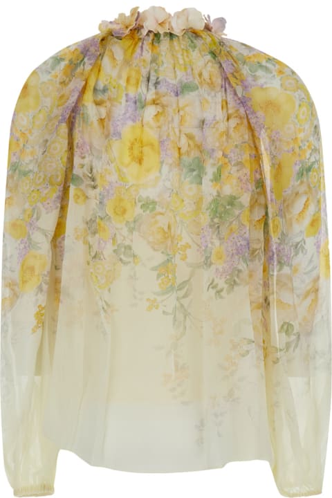 Zimmermann for Women Zimmermann Yellow Blouse With Floral Print In Viscose Woman