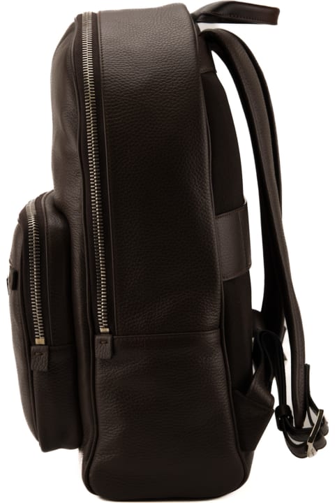 Bags for Men Santoni Entry Level Backpack In Brown Leather