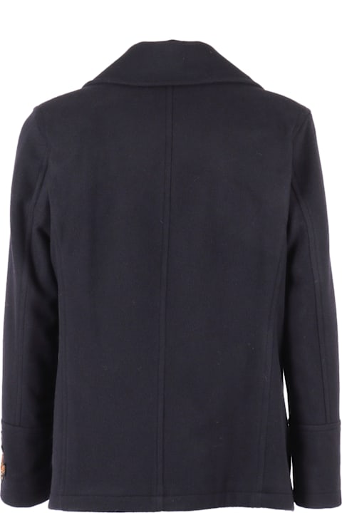 Sealup for Women Sealup Amalfi Cashmere Blend Peacoat, Brass Buttons, Hand-embroidered Anchor On The Cuff, Light Wadding Padding