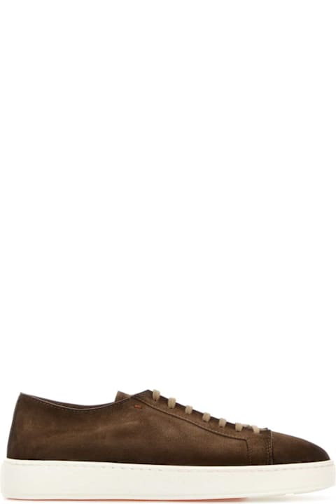 Santoni Brown Suede Damps Sneakers
