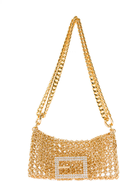 Baby Girl Medium Bag With Crystal Embellished Buckle In Gold-tone Brass Woman