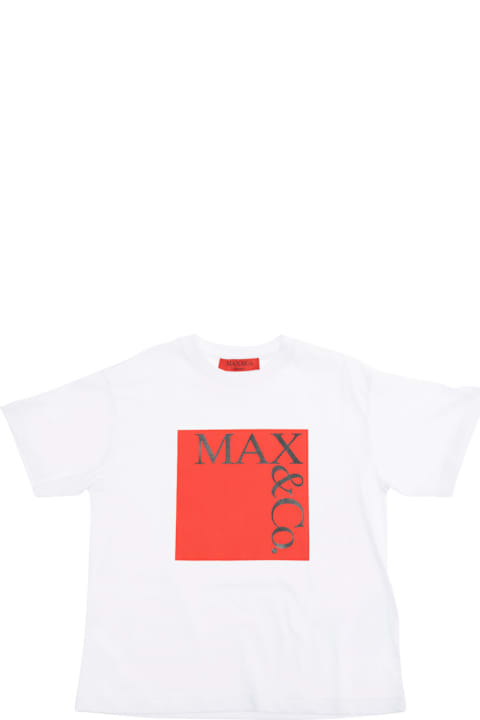 Homeware Max&Co. White Crewneck T-shirt With Maxi Logo Print On The Front In Tech Fabric Girl