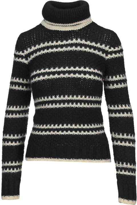 Saint Laurent Clothing for Women Saint Laurent Striped Turtleneck Knit Jumper