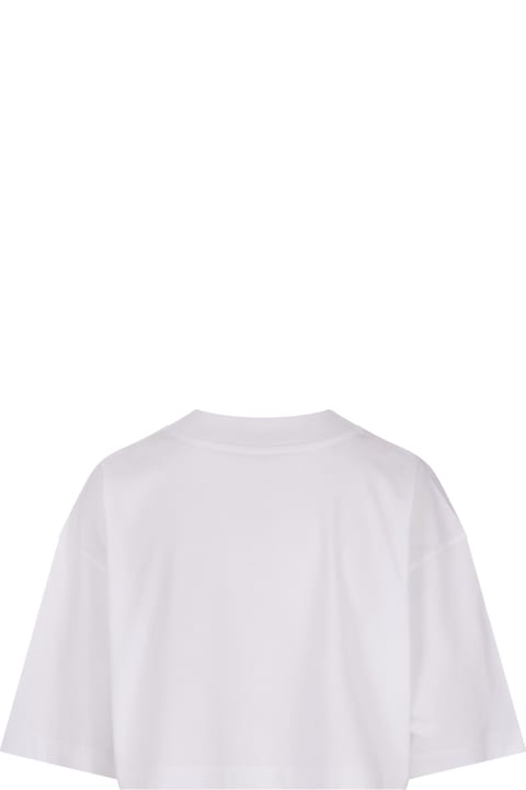 Marni Topwear for Women Marni White Crop T-shirt With Pink Brushed Logo