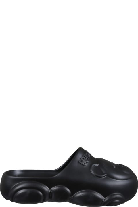 Moschino for Kids Moschino Black Mules For Kids With Teddy Bear