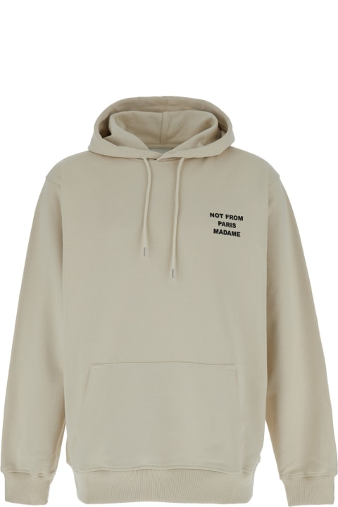 Homeware Drôle de Monsieur Beige Hoodie With Front And Rear Logo In Cotton Man
