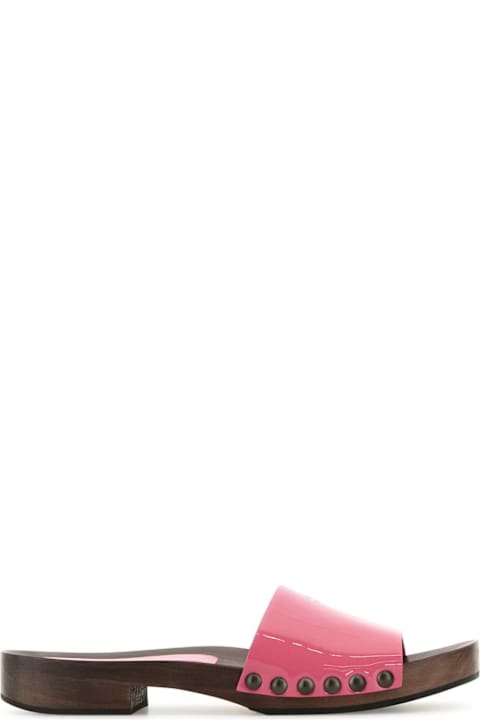 Miu Miu Flat Shoes for Women Miu Miu Fuchsia Leather Clogs