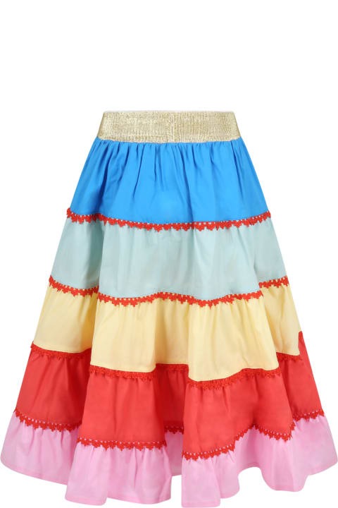 Multicolor Skirt For Girl With Red Details