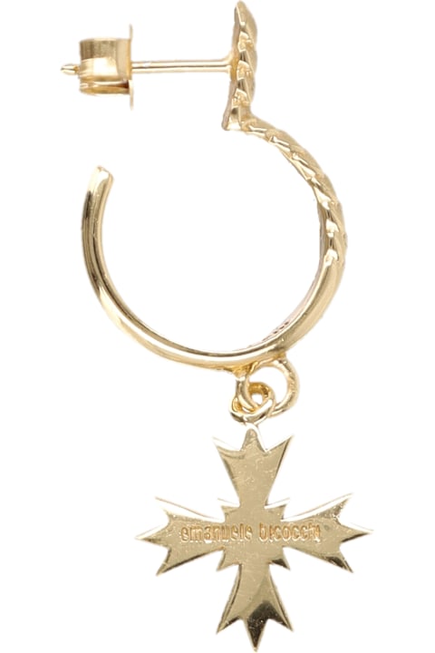 Emanuele Bicocchi for Kids Emanuele Bicocchi Emanuele Bicocchi Gold-plated Silver Single Hoop Earring With Cross Crest Pendant