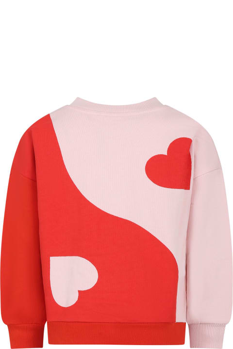 Sweaters & Sweatshirts for Girls Molo Red Sweatshirt For Girl With Hearts Print