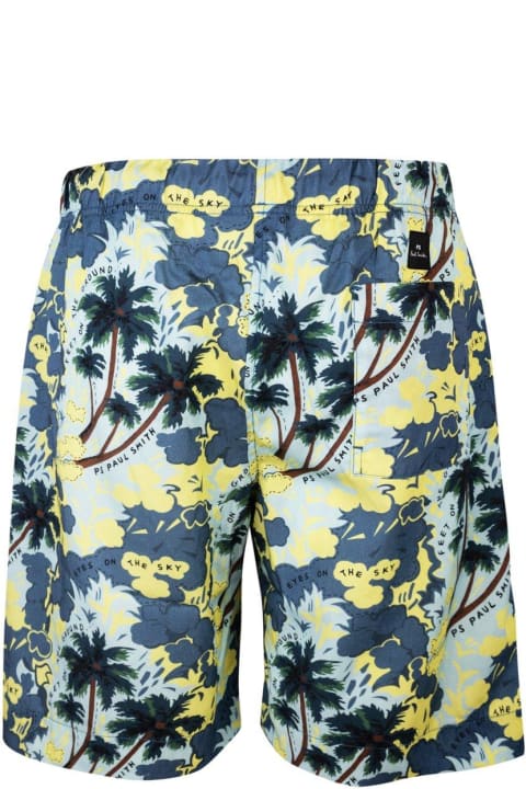 Paul Smith Pants for Men Paul Smith Allover Graphic Printed Drawstring Shorts