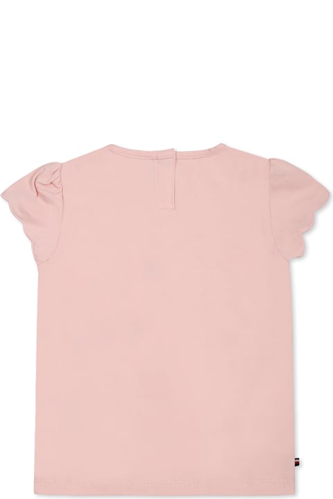 Homeware Tommy Hilfiger Pink T-shirt For Baby Girl With Iconic Flag