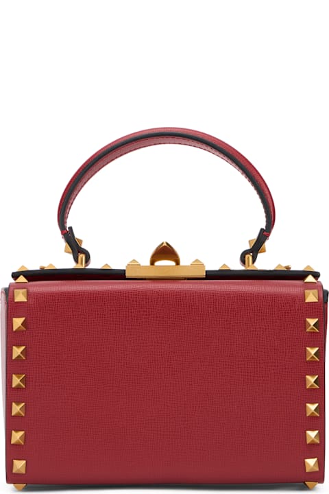Homeware Valentino Garavani Bordeaux Leather Bag With Elegant Studs