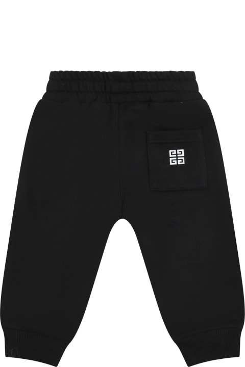 Givenchy Bottoms for Kids Givenchy Black Tracksuit Trousers Fpr Baby Boy With Logo