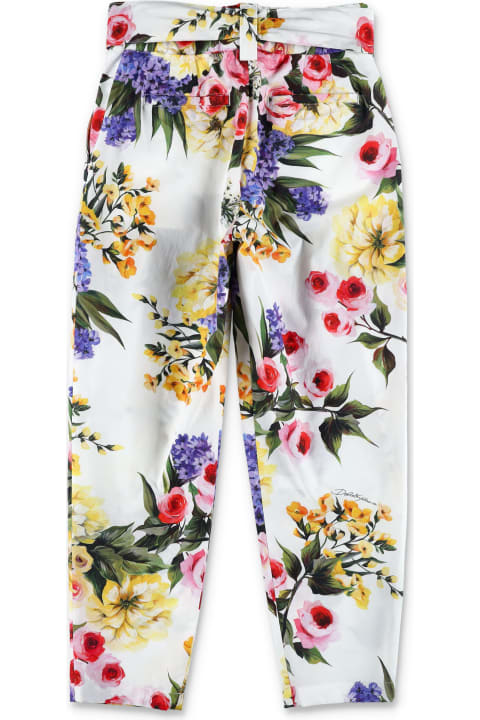 Dolce & Gabbana Bottoms for Girls Dolce & Gabbana Garden Print Poplin Pants