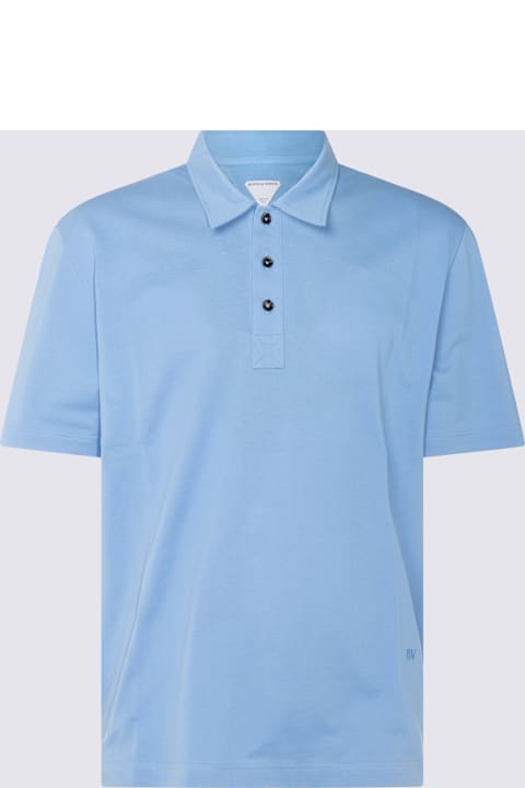 Bottega Veneta for Men Bottega Veneta Light Blue Cotton Polo Shirt